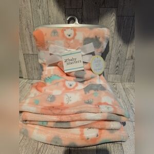 Baby Starters Peach and Gray Animal Blanket